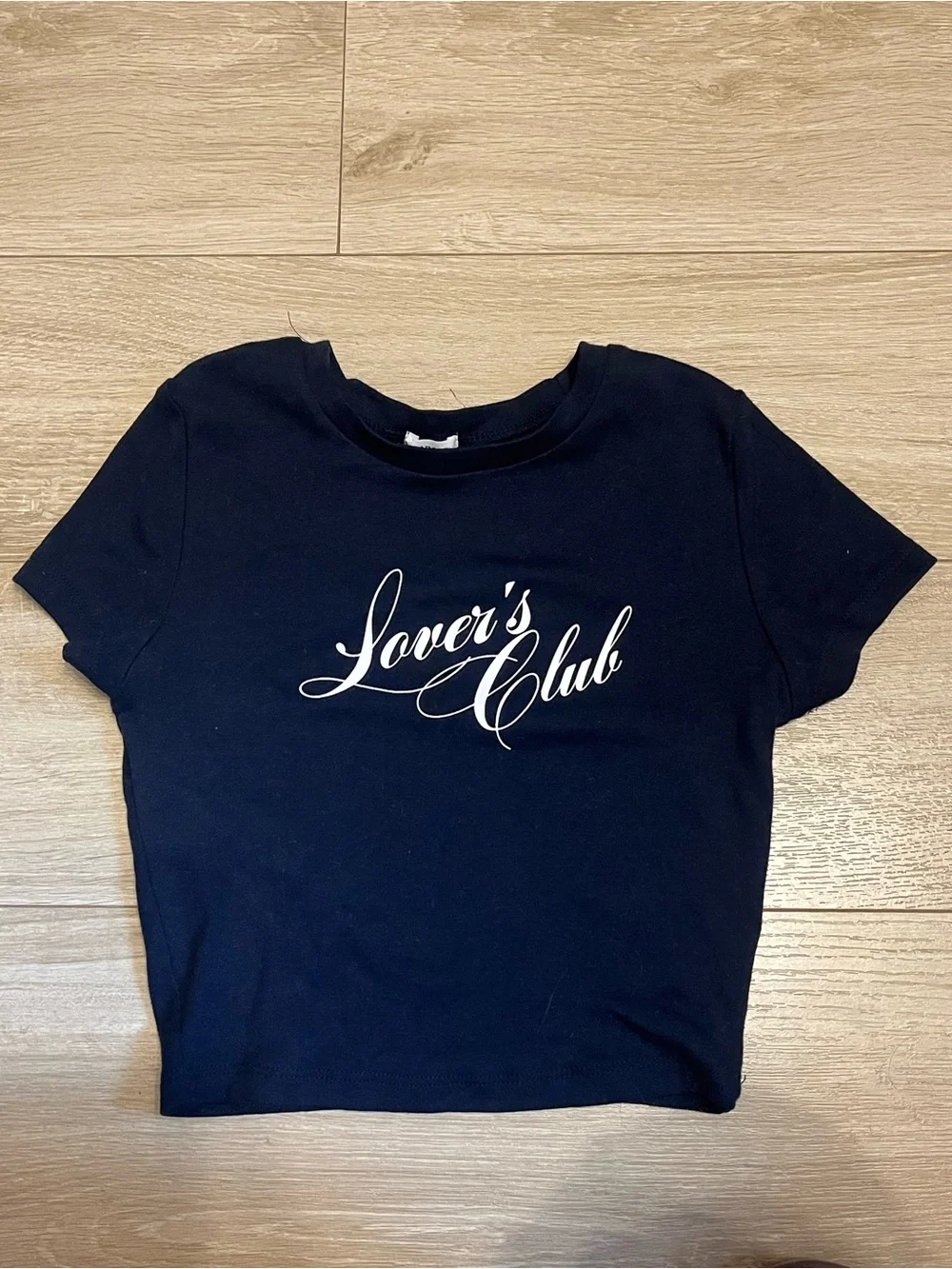 Garage Lover's Club Women's Navy Crop Tee - Picture 2 of 3